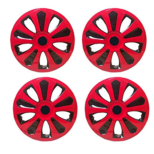 PULLEY 4 tapacubos de color rojo compatible con cubiertas de rueda de 13/14/15 pulgadas, piezas de modificación de coche (tamaño : 15 pulgadas)