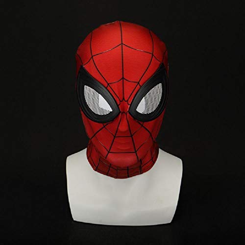 QWEASZER Spider-Man Far from Home, Peter Parker Red Spiderman Mask Headgear Marvel Avengers Lycra Máscara Facial Completa Película de Halloween Cosplay Accesorios de Disfraces,Adult-OneSize
