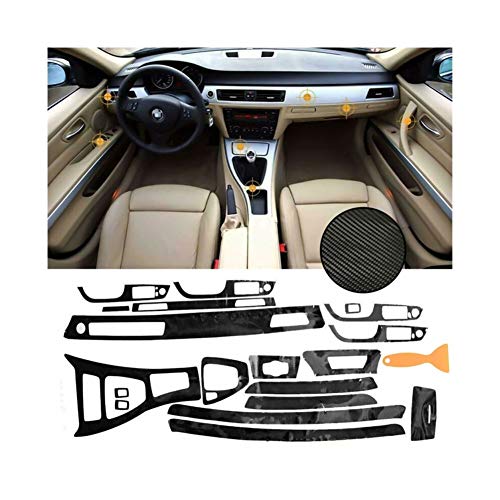 RJJX Car Kit Completo/Set 5D Interior del Coche de Fibra de Carbono Brillante Wrap Recorte en Forma for BMW E90 E92 E93 2005-2012 del Protector de la Etiqueta engomada de Accesorios