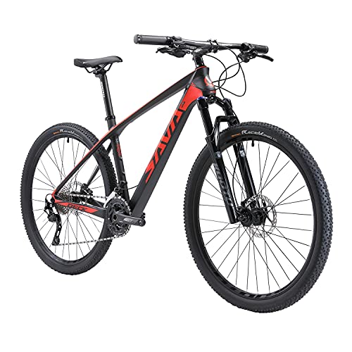 SAVADECK DECK6.0 Bicicleta de Montaña Carbono Ultraligera MTB de 27.5/29 Pulgadas con Cola rígida Completa con neumáticos Shimano DEORE M6000 (Rojo, 29 * 21)