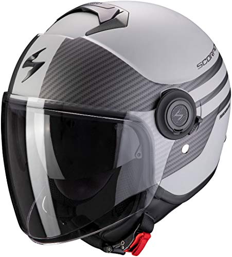 Scorpion - Casco de moto Jet Exo-City, moderno, color plateado mate y negro, talla S