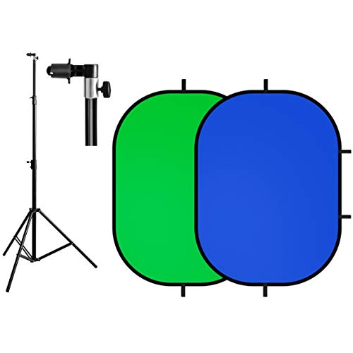 Selens Fondo de Pantalla Verde Azul Croma 1x1,5M Plegable + 2,6M Soporte de Luz + Reflector Clip Kit para Fotografía Vídeo Retrato Estudio Fotográfico Juego Game