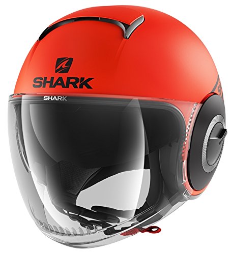 Shark casco jet Nano Street talla neón negro, talla L, color naranja