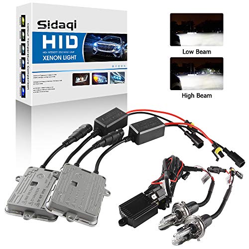 Sidaqi H4 HID Kit de conversión de faros de xenón 6000K Dos balastos HID ultradelgados de 55W para faros delanteros/luces bajas Automóviles