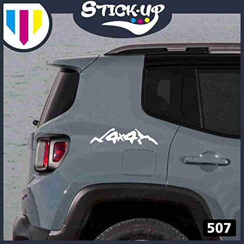 Stick-up Kit de Pegatinas – 2 Piezas 4 x 4 Lado Trasero – 25 x 7 cm – Todoterreno 4 x 4 para capó Jeep Renegade Suzuki Offroad Adhesivos para Andar en Coche Bianco