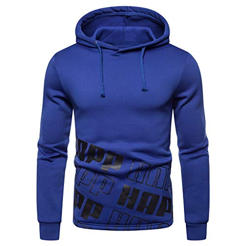 Sudadera de Manga Larga con Capucha Estampada para Hombre, Nueva Autum Winter Hooded Sweatshirt Outwear Tops Chaqueta Azul Turquesa L2