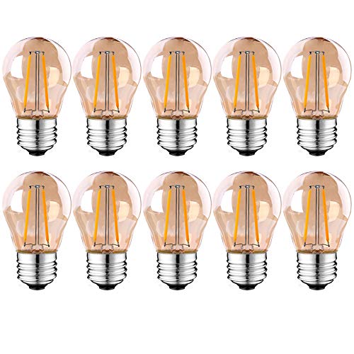 Suncan Juego de 10 bombillas LED E27, estilo vintage, 2 W, 2700 K, blanco cálido, 100 lúmenes, equivalente a bombillas de 10 W, no regulable, CA 220 V