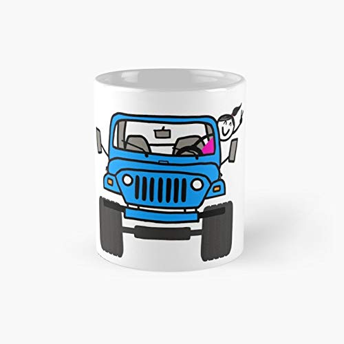 Taza clásica con diseño de Jeep Wave azul para niña | El mejor regalo divertidas tazas de café de 325 ml