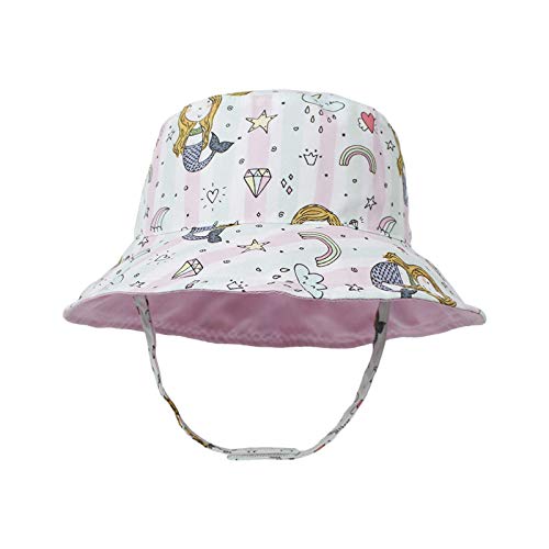 TMEOG Sombrero para el Sol para Niño Transpirable para Bebés y Niños Pequeños Sombrero de Pescador ala Ropa de Sombreros de Playa para Niños y Niñas Sombrero de Cubo de Protección (A - Sirena, S)