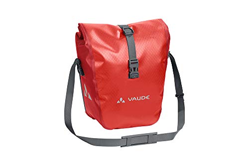 VAUDE Aqua Front –Alforjas delanteras para bicicleta, Juego de 2 bolsas adaptables a la carga e impermeables , Rojo (Lava), 28 L (2 X 14 L)