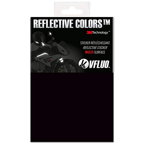 VFLUO 3M Reflective Colors, Kit de Pegatina Retro Reflectante a Cortar para Casco de Moto/Motocicleta/Bicicleta, 3M Technology, Hoja de 20 x 30 cm, Negro