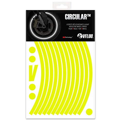 VFLUO Circular™, Kit de Cintas, Rayas Retro Reflectantes para Llantas de Moto (1 Rueda), 3M Technology™, Anchura XL : 10 mm, Amarillo Fluorescente