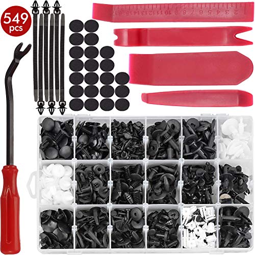 WEKON 517pcs Remache Plástico de Coche, Kit de Fijación para Coche, Clip Fijación para Coche, Sujetador de Parachoques con Removedor de Sujetadores y Herramientas de Extracción de Paneles Universal