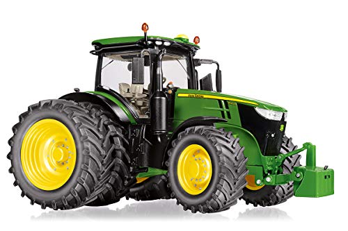 WIKING 077846 John Deere 7310R tractor con neumáticos dobles, 1:32, metal/plástico, a partir de 14 años, muchas funciones, ruedas intercambiables, capó para abrir, asientos móviles