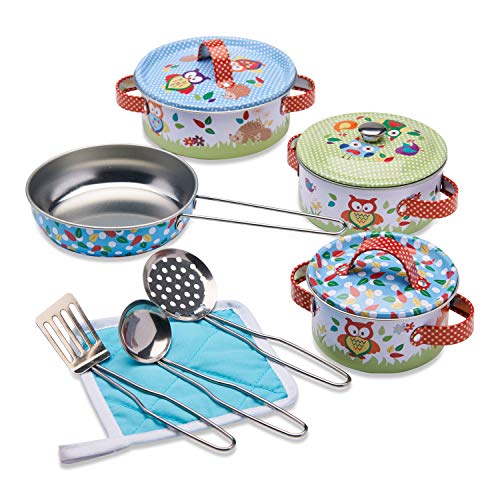 Wobbly Jelly – Cazuelas y utensilios de cocina de juguete para niños con temática de animales del bosque – Juego de cocina infantil de 11 piezas – Accesorios de cocina de juguete