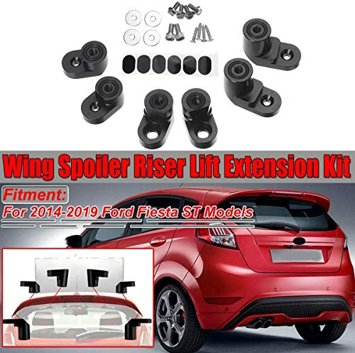 XBXDM Kit De Soporte De Elevación De ala Trasera del Alerón Trasero del Alerón Trasero del Coche Negro/Plateado para Ford Fiesta St Hatchback 4Dr para 2014-19, Negro, Negro