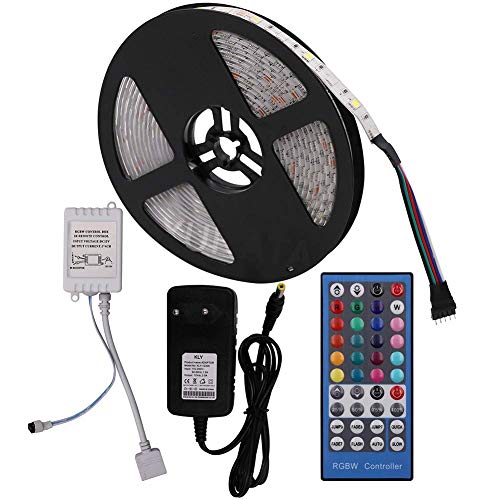 XUNATA 12V Tiras LED RGBW 5050 SMD 300 LEDs Para TV Tira de Luces LED Kit Completo con control remoto de 40 teclas (Impermeable (Ip65), 5m (RGB + Blanco))