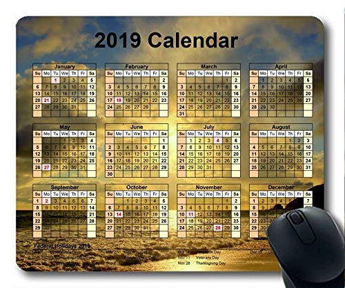 Yanteng Calendario 2019 con Cojines Importantes para Las Fiestas, Alfombrilla para el Mouse, Noticias del Cielo Alfombrilla para el Juego