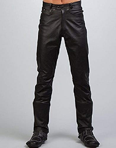 Zerimar KENROD Pantalón de piel con bolsillos 100% piel genuina Color negro Talla M