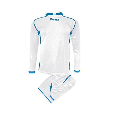 Zeus Kit Spart Completo Body Fútbol Fútbol Camiseta y Pantalón Corto Sport, Unisex Adulto Hombre, Bianco-Royal