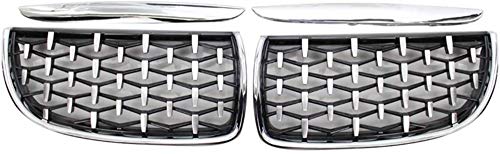 ZHAOOP Parrillas de radiador compatibles con molduras de carrocería para BMW Serie 3 Sedan E90 E91 2005-2008 Parrilla Delantera de riñón Parrilla de capó Frontal Diamond Meteor