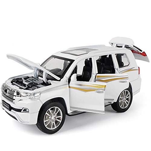 1/32 Escala para Toyota Land Cruiser Simulación De Aleación De Zinc Modelo De Fundición De Troquelaje Y Luz Tirante De Juguete Juguetes Juguetes para Niños Modelo De Auto (Color : White)