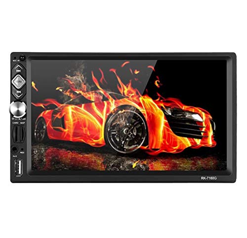 2 DIN Radio Coche con Navegación,7 Pulgadas 2 DIN Radio Win CE Sistema Mapa de 8GB Gratis, Mirror Link,USB/TF/FM/Am/RDS Radio/Aux in/Control de Volante/Cámara de Marcha atrás de Apoyo