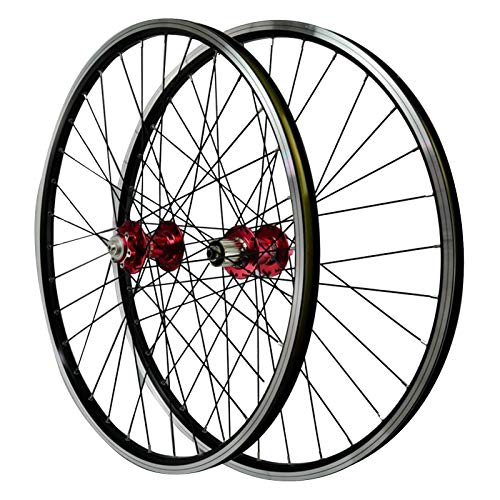 26'' Ciclismo Wheels,Llanta de Aleación Aluminio de Doble Pared Buje Delantero 2 Trasero 4 Cojinetes Freno de Disco En V Deportes (Color : Red)