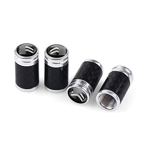 4 Piezas Fibra de carbon De Tapa VáLvula NeumáTico Para Citr-oen C1 C2 C3 C4 C5 X7 C6 C8 C4L DS3 DS5, Coche VáLvulas Rueda Coche,Juego Tapas Compatible Con - Metal NeumáTicos, Tapones De Neumatico