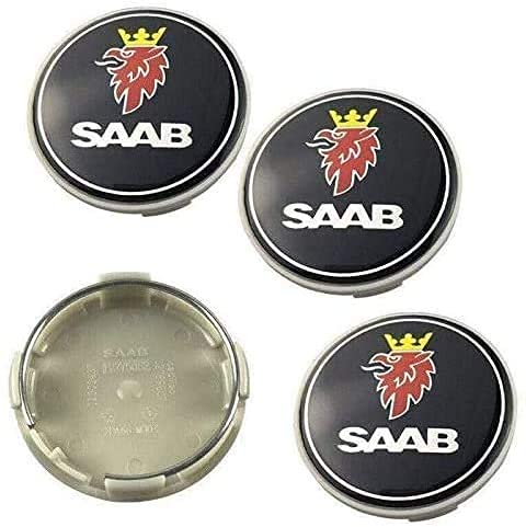 4 Uds 63mm negro Saab accesorios de diseño de coche emblema insignia pegatina tapas de cubo de rueda cubierta central Saab 93, 9-3, 9-5 Vector Linear Aero