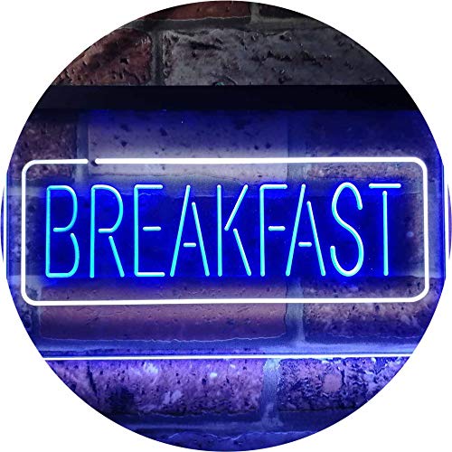 All Day Breakfast Café Dual Color LED Enseigne Lumineuse Neon Sign Blanc et Bleu 300 x 210mm st6s32-i2862-wb