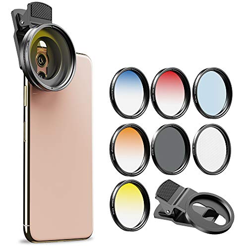 Apexel - Kit de filtros CPL (52 mm, polarizador Graduado de Color, filtros de Lente Profesional para cámara de Fotos y teléfonos celulares, para iPhone y Samsung