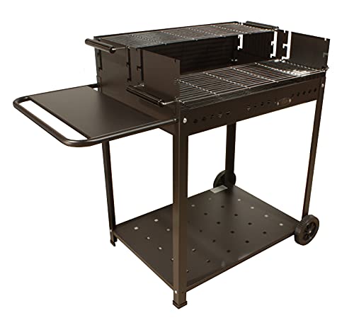 Barbacoa Doble altura grande rectangular 73x55 CM chapa, barbacoa carbón y leña con 2 parillas, 3 alturas, lateral extra ancho y 2 ruedas. Barbacoa Doble altura grande rectangular 73x55 CM chapa, barbacoa carbón y leña con 2 parillas, 3 alturas, lateral extra ancho y 2 ruedas.