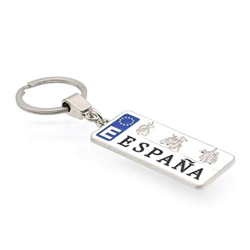 BDM Llavero de matrícula de España con Grabados Nacionales para Coche BDM Llavero de matrícula de España con Grabados Nacionales para Coche