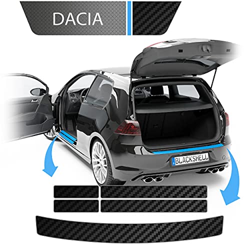 Blackshell® Protector de borde de carga y umbral para Dacia Lodgy | Tipo JS | año de fabricación a partir de 2012 Carbon Matt – Lámina protectora de pintura con rasqueta profesional para lámina