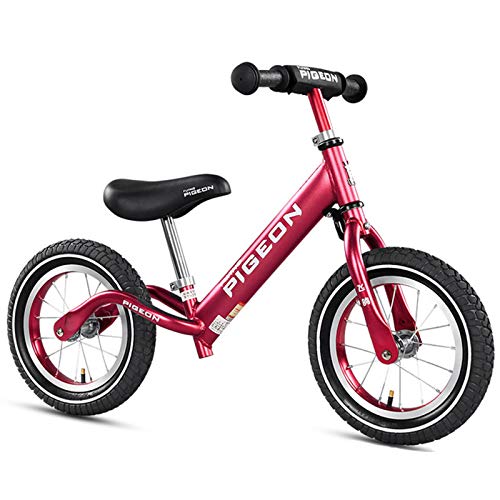 BSWL 14 Pulgadas/Bicicleta De Equilibrio para Niños, Bicicleta De Entrenamiento para Niños Durante 2-6 Años, Bicicleta De Balance Deslizante Sin Pedal para Bebés,Wine Red