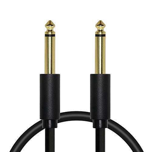 Cable mono para instrumentos de guitarra de 6,35 mm, recto macho de 1/4 TS a macho de 1/4 TS, cables de conexión desequilibrados para bajo eléctrico, audio a nivel de línea, etc. (0,5m)