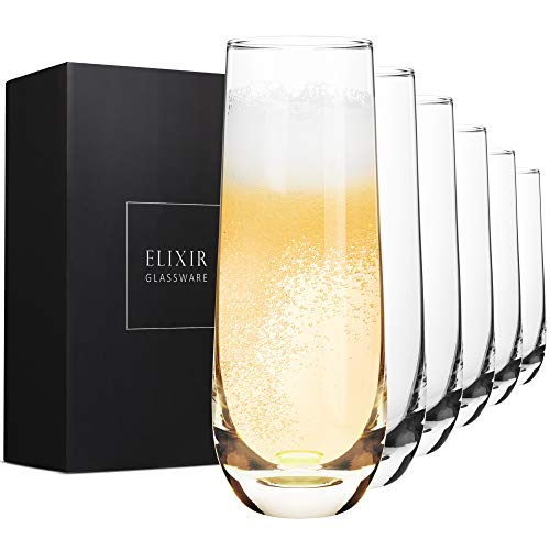 Copas de champán sin tallo, copas de cristal, sopladas a mano, juego de 6 vasos de Mimosa sin tallo, cristal de primera calidad, regalo para despedida de soltera, boda,