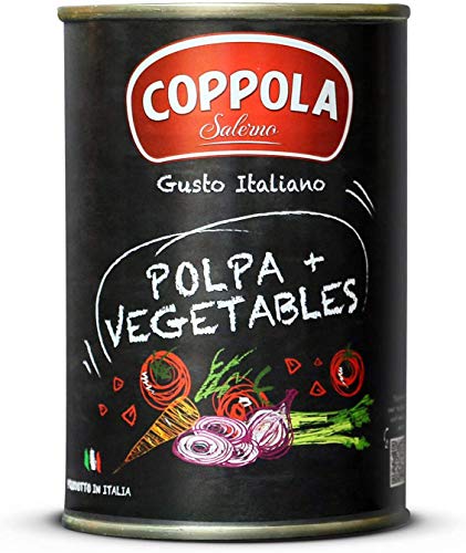Coppola Polpa + Verduras, Tomates Triturados con Verduras - Sin sal añadida 400g (Caja de 12)