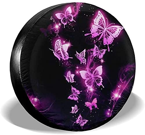 Cubierta de neumático de repuesto de mariposa rosa brillante,poliéster,universal,de 15 pulgadas,cubierta de neumático de repuesto para remolques,caravanas,SUV,ruedas de camiones,camiones,caravanas,ac