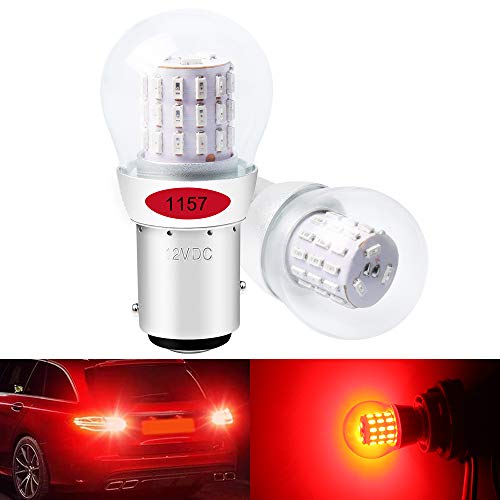 DEFVNSY - Paquete de 2 - Rojo 1157 BAY15D 2057 2357 7528 Luz LED Extremadamente Brillante 3014 39 Bombillas de Repuesto SMD para Luces de Freno traseras - 12V DC