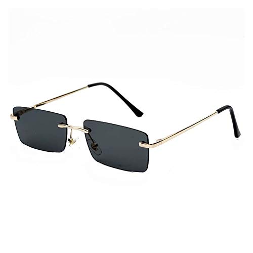 DFSMG Gafas de Sol de Las Damas de Las Damas de los rectángulos de Lujo Las Gafas de Sol polarizadas cuadradas sin llanta para Las Damas (Lenses Color : Black)