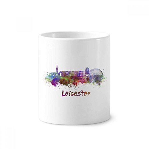 DIYthinker Titular de cerámica Leicester City Bretaña taza de la acuarela del cepillo de dientes de la pluma blanca Copa 350ml regalo 9,6 cm de alto x diámetro 8.2cm