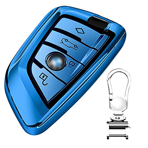 Funda de Silicona para Llave BMW – Cover Carcasa de TPU Cromo Suave para Keyless BMW Serie 1 3 5 7 X1 X3 X4 X5 F30 E30 Protección Llaveros Protección Total para Llave de Coche Mando de Auto