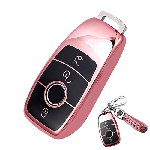 Funda Llave Mercedes Benz, Carcasa Llave Mercedes, Funda Compatible con Benz, para Mercedes Benz Clase E, S Class, 2017 hasta W213, Smart Remote Only (Oro Rosa)