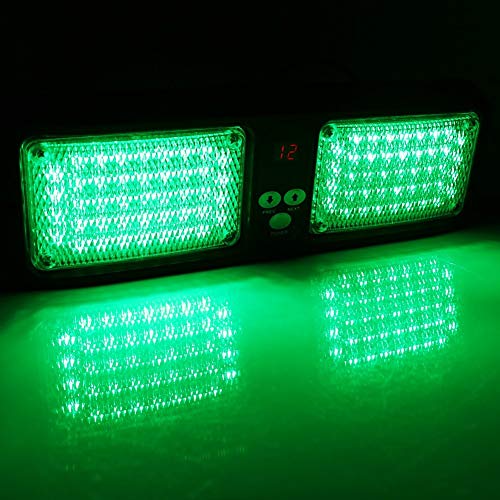 HANEU 12V 86 LED Luz de Advertencia de Peligro para Techo Interior de Coche Lámpara de Faro de Emergencia de Coche Flash Luz Estroboscópico (Verde)