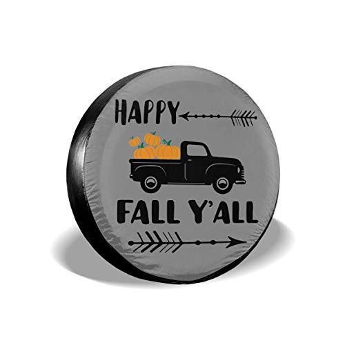 Happy Fall Yall Pumpkin Truck Acción de gracias Cubierta de la llanta de refacción Impermeable a prueba de polvo Cubierta de la llanta de refacción universal Apto para muchos vehículos 14 '15' 16 '17'