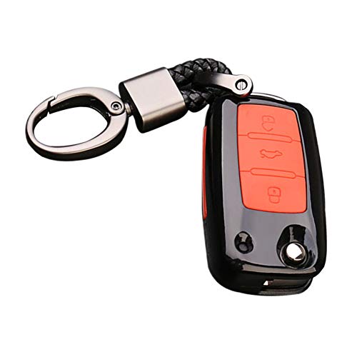 Happyit ABS Concha de Fibra de Carbono + Silicona Coche Llave Cubrir Caso Llavero para Volkswagen VW Bora Beetle Tiguan Polo Passat Jetta EOS Seat Sagitar Golf 6 (A Negro + Rojo) Happyit ABS Concha de Fibra de Carbono + Silicona Coche Llave Cubrir Caso Llavero para Volkswagen VW Bora Beetle Tiguan Polo Passat Jetta EOS Seat Sagitar Golf 6 (A Negro + Rojo)