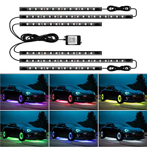 JoaSinc Tiras de Luces LED Coche Blueteeth LED RGB Neón debajo de la luz del resplandor del coche 12V 300LEDs Atmósfera Decorativa Luces con App Control
