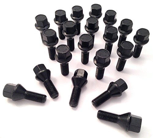 Juego de 20 tornillos de aleación para llantas de color negro, rosca M12 x 1,5 de 26 mm de largo, asiento cónico, hexagonal de 17 mm adecuado para BMW serie 3. Juego de 20 tornillos de aleación para llantas de color negro, rosca M12 x 1,5 de 26 mm de largo, asiento cónico, hexagonal de 17 mm adecuado para BMW serie 3.
